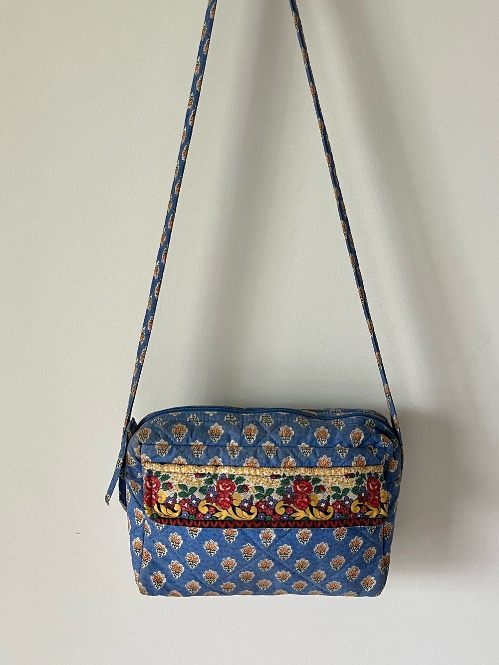 Pierre Deux Quilted Crossbody Bag Blue Floral French Country Vintage - Picture 3 of 15
